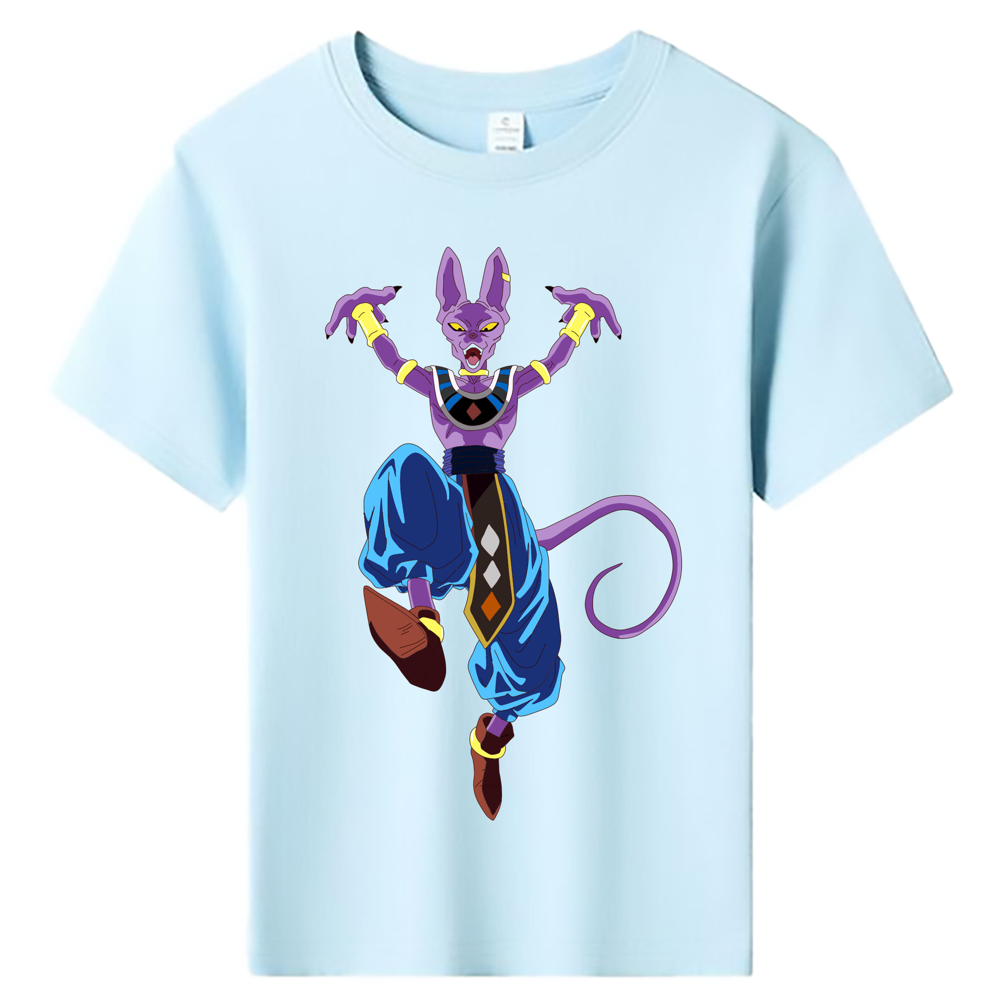 （画像用） ドラゴンボール ビルス 破壊神ビルス DRAGON BALL Beerus Birusu 綿100％キッズTシャツ（フロントプリント）